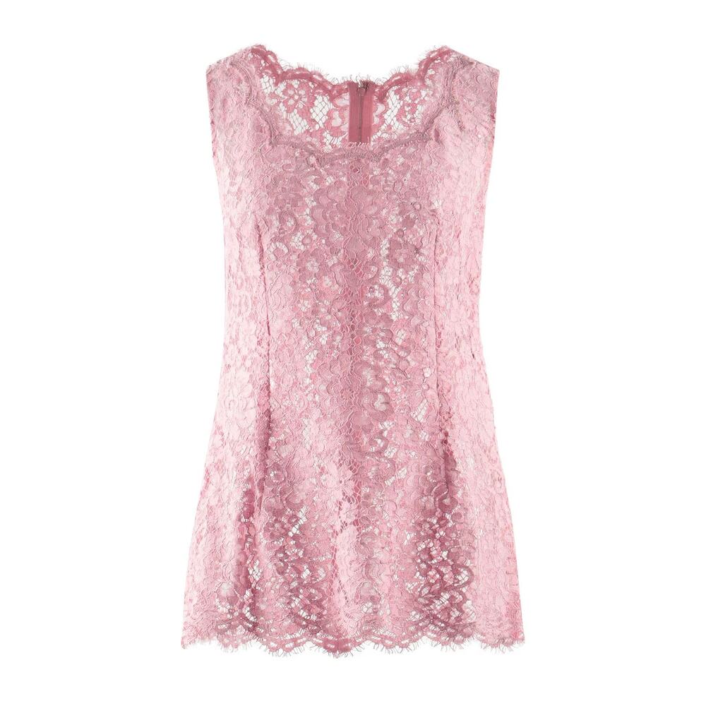 NWT Dolce & Gabbana Pink Lace Sleeveless Tank Top Blouse IT 40 S